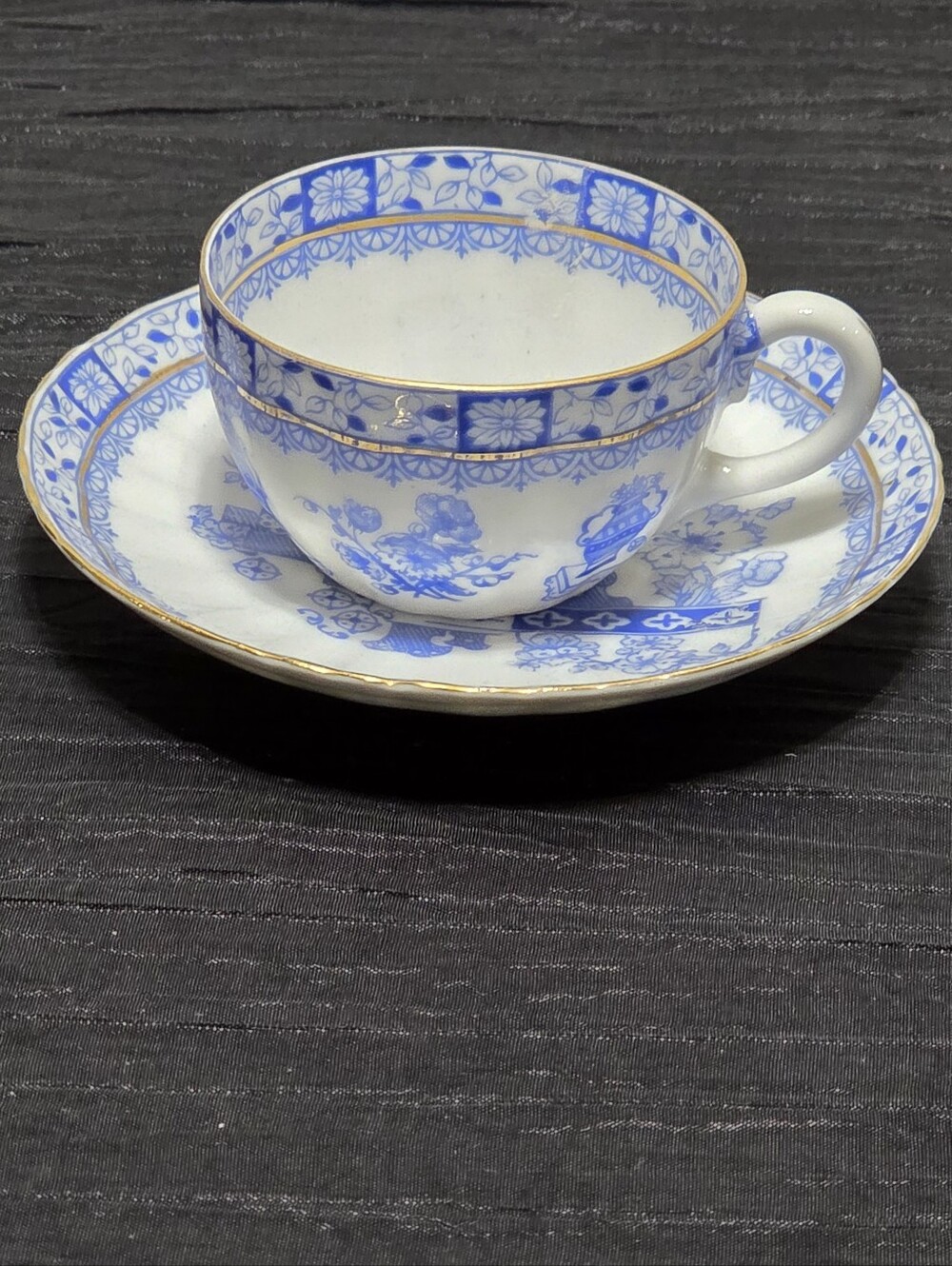 Vintage Blue & White Porcelain Demitasse Teacup & Saucer - Schlegel China Blau